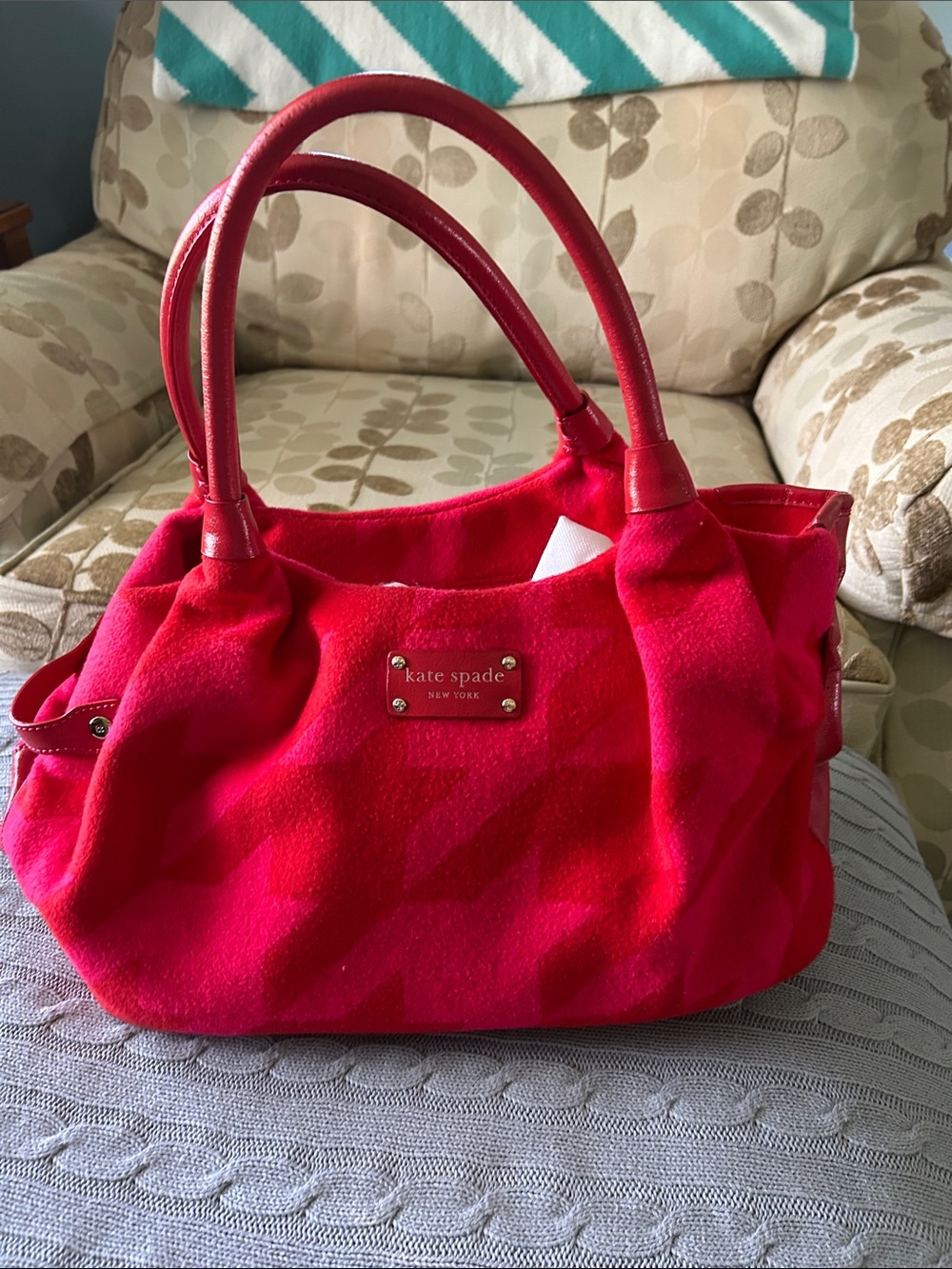 kate spade Pink and Red Houndstooth Shoulder Bag